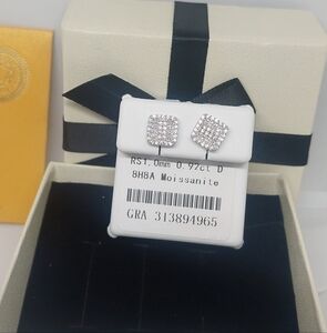 Pillow Moissanite Earrings 925 Sterling Silver Stud Iced Out